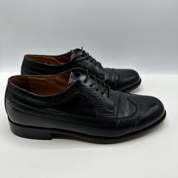 Bostonian Classics Oxford Black Leather Wingtip Brogue Lace Up Shoes Size 10M - Picture 6 of 13